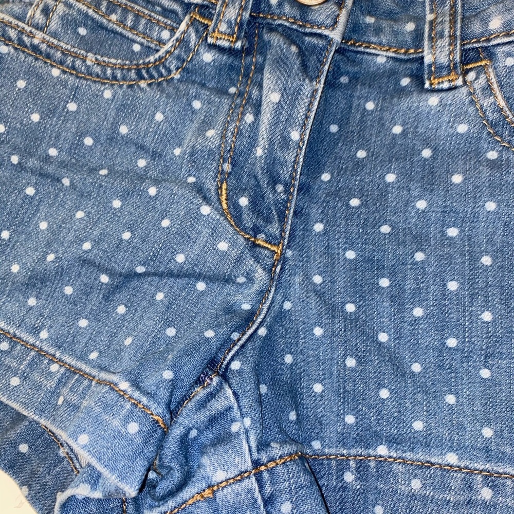 Mini Boden jeans shorts with white polka dots - Picture 3 of 4